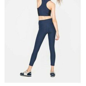 Outdoor Voices Womens Warmup Legging 3/4 S High Rise Compression Band Navy Blue